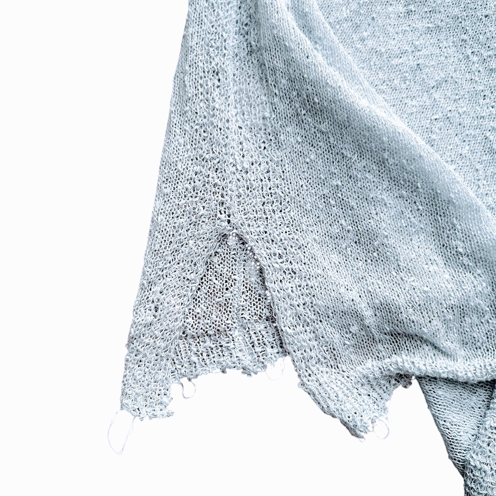 Easel Women's Light Blue Textured Knit Top With Slit Seams And Pocket Detail - Picture 4 of 4